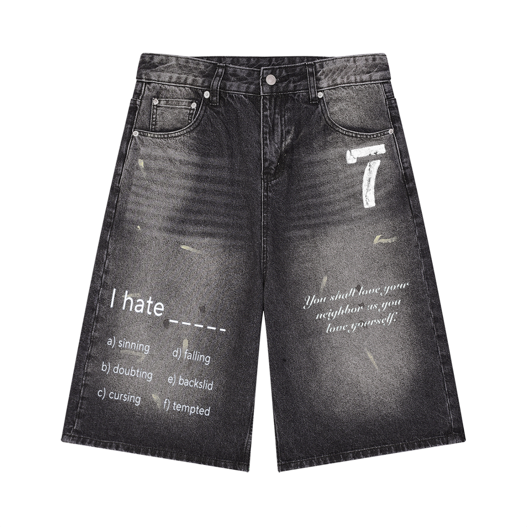 Men’s Vintage Wash Wide Leg Denim Shorts